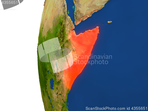 Image of Somalia on globe