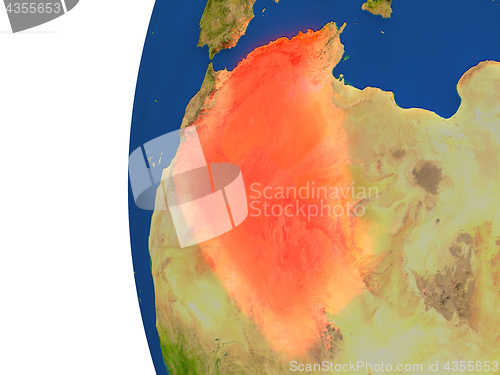 Image of Algeria on globe