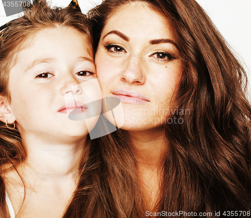 Image of bright picture of hugging mother and daughter happy together, sm