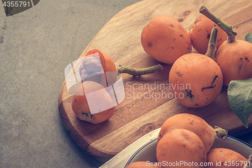 Image of loquats on kitchen counter