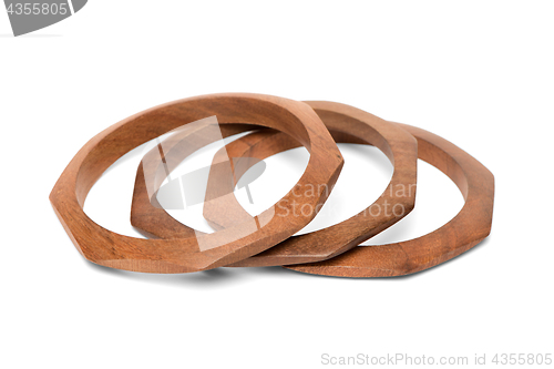 Image of Wooden bracelets on white