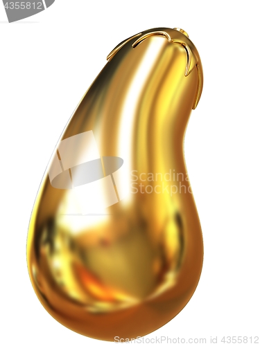 Image of Gold Eggplant icon. 3d Illustration
