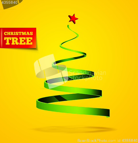 Image of Christmas tree in the form of a ribbon with a shadow. Vector