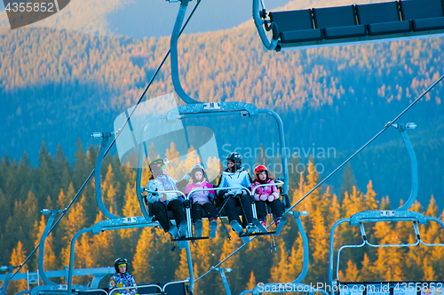 Image of Family friends at ski resort