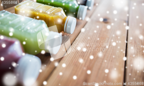 Image of bottles with different fruit or vegetable juices