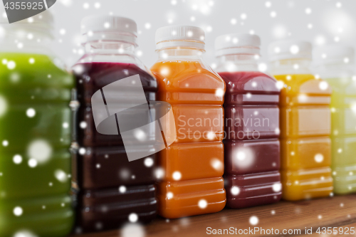 Image of bottles with different fruit or vegetable juices