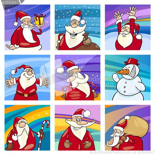 Image of Christmas Santa cards set