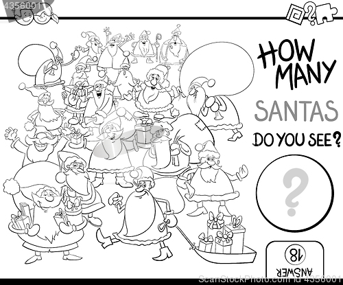 Image of counting santas game coloring page