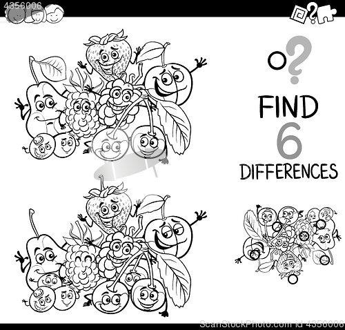 Image of differences with fruits coloring page