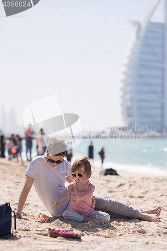 Image of Mom and daughter on the beach