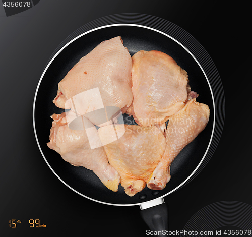 Image of chicken thighs in a frying pan