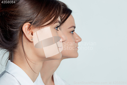 Image of Studio portrait of female twins