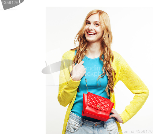 Image of young pretty long hair woman happy smiling isolated on white bac