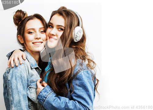 Image of best friends teenage girls together having fun, posing emotional