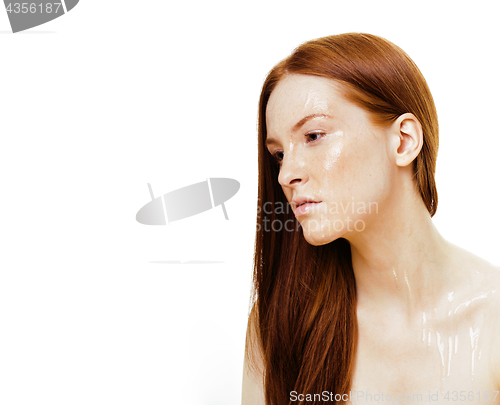 Image of red hair woman with drops on her face