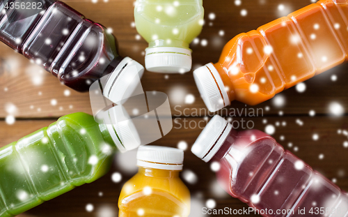 Image of bottles with different fruit or vegetable juices