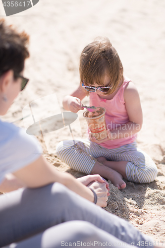 Image of Mom and daughter on the beach