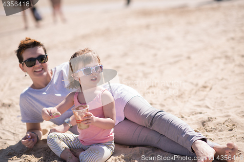 Image of Mom and daughter on the beach