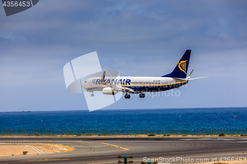 Image of ARECIFE, SPAIN - APRIL, 15 2017: Boeing 737-800 of RYANAIR with 