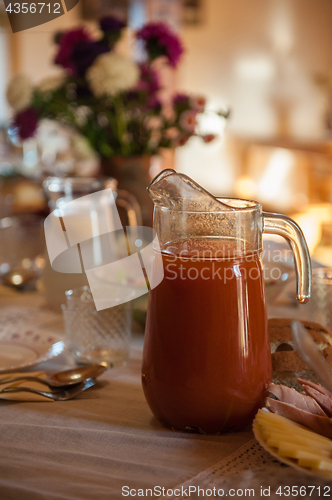 Image of Decorated table with jug of juice