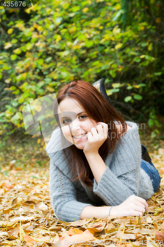 Image of Caucasian girl in fall season