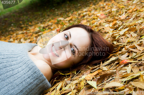 Image of Caucasian girl in fall season