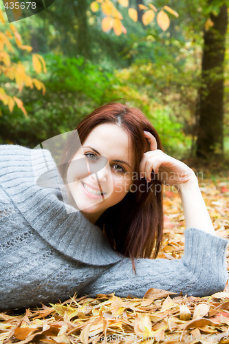 Image of Beautiful autumn caucasian girl