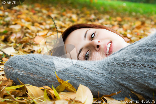 Image of Caucasian girl in fall season
