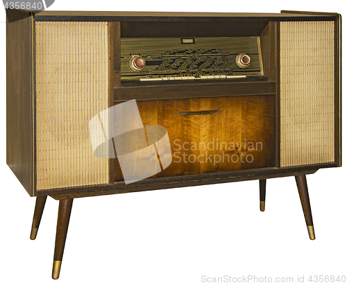 Image of Vintage Wooden Radio Apparatus Isolated with Clipping Path