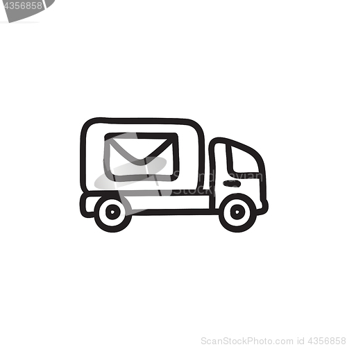 Image of Mail van sketch icon.