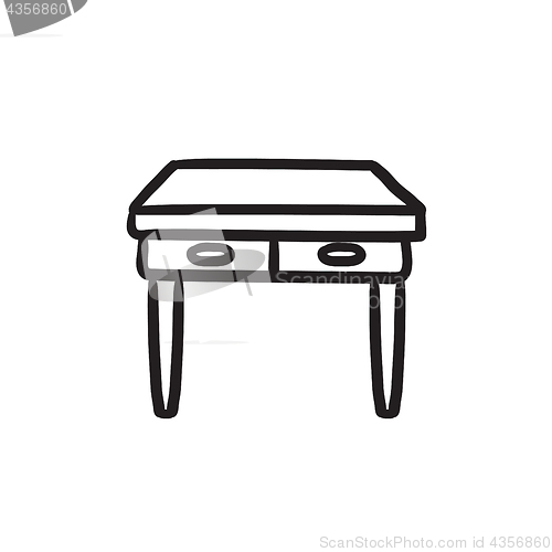 Image of Table with drawers sketch icon.