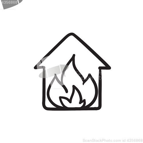 Image of House on fire sketch icon.