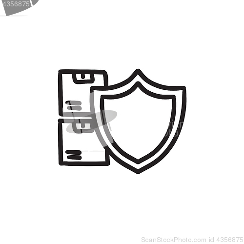 Image of Cargo insurance sketch icon.