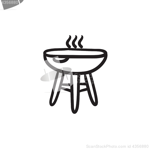 Image of Kettle barbecue grill sketch icon.