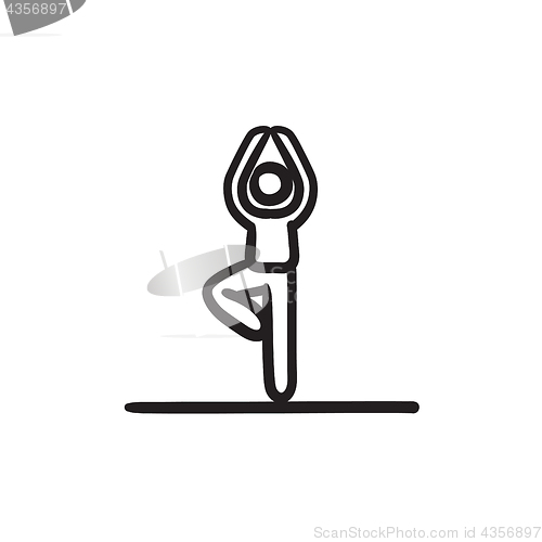 Image of Man practicing yoga sketch icon.