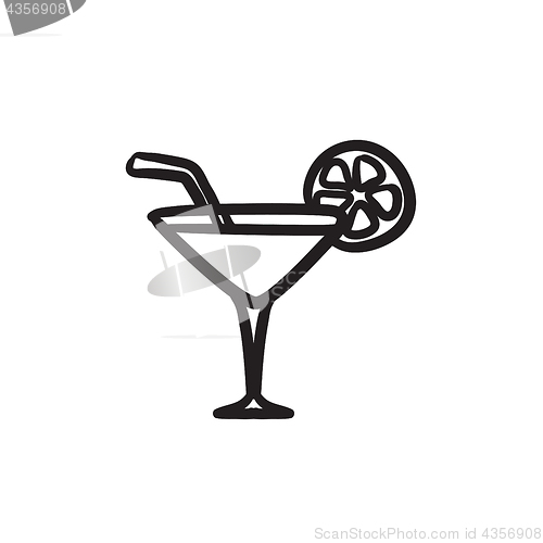 Image of Cocktail glass sketch icon.