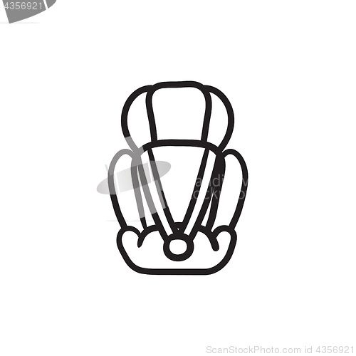 Image of Baby car seat sketch icon.