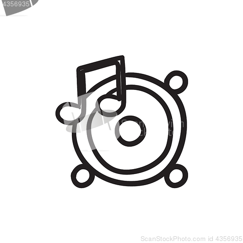 Image of Loudspeakers with music note sketch icon.