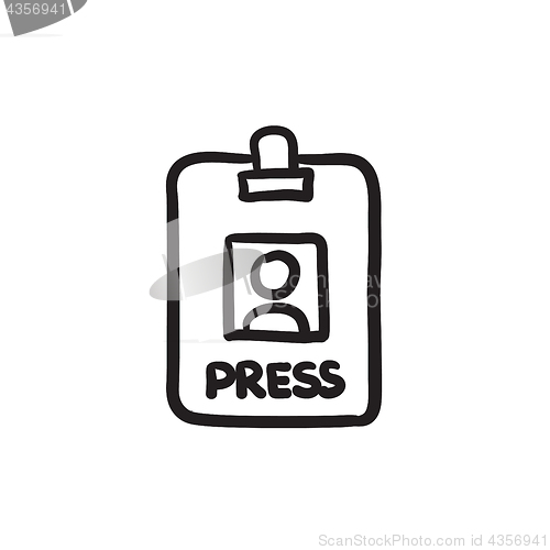 Image of Press pass ID card sketch icon.