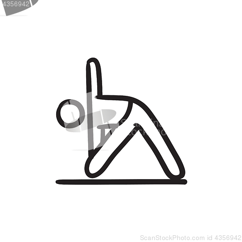 Image of Man practicing yoga sketch icon.