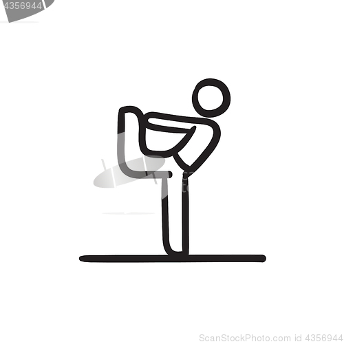 Image of Man practicing yoga sketch icon.