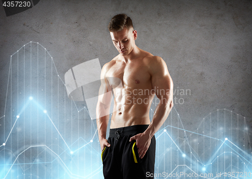 Image of young man or bodybuilder with bare torso