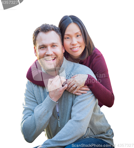 Image of Mixed Race Caucasian and Chinese Couple Isolated on a White Back