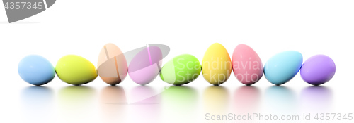 Image of a row of dyed easter eggs