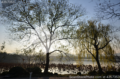 Image of Sunset at the West Lake in Hangzhou,China