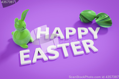 Image of happy easter bunny figure and text