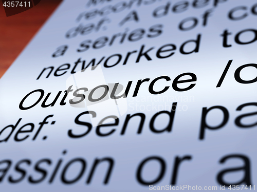 Image of Outsource Definition Closeup Showing Subcontracting