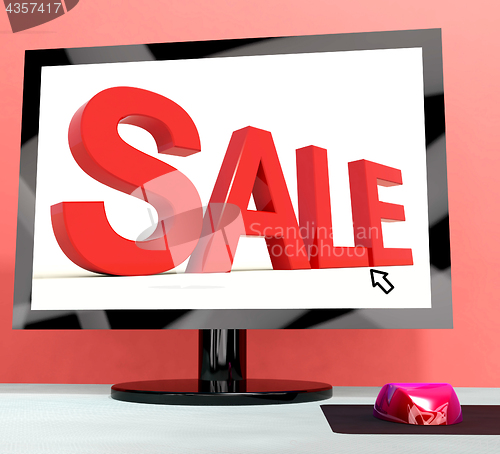 Image of Sale Message On Computer Shows Online Discounts