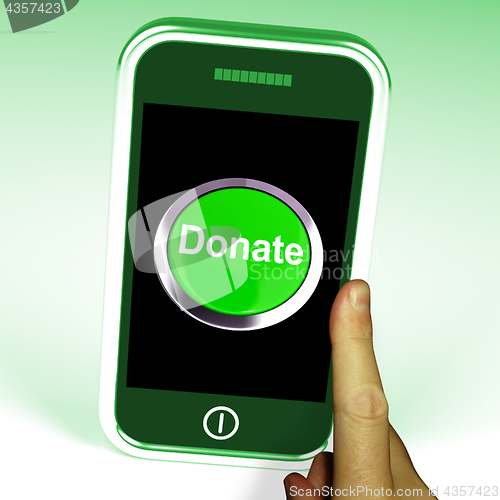 Image of Donate Button On Mobile Shows Charity And Fundraising