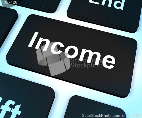 Image of Income Computer Key Showing Earnings And Revenue